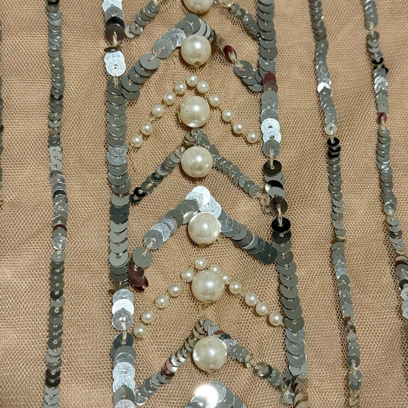 New Show me your MUMU Beige Sequin Skirt with Beads SZ: M - Picture 7 of 9